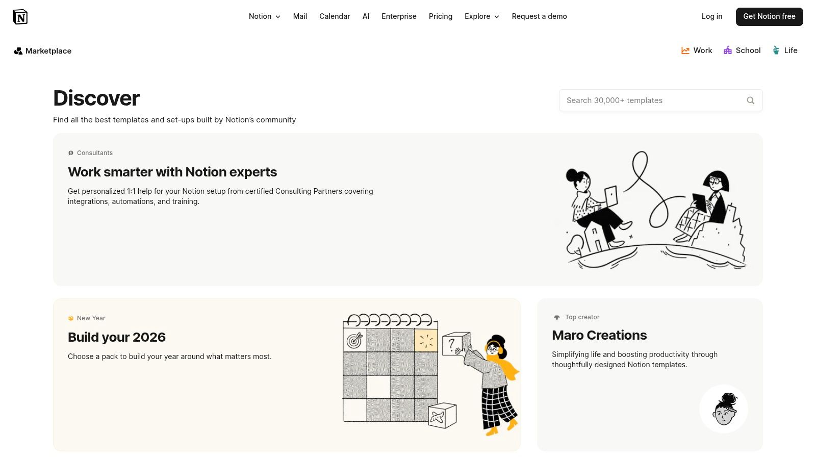 Notion Template Gallery/Marketplace